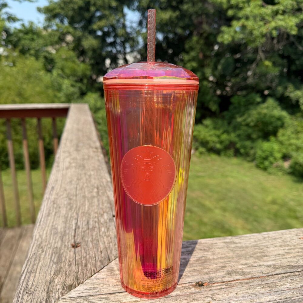 Starbucks Pink Orange Iridecent 24oz Cold Cup